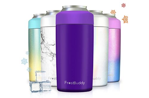 Frost Buddy Universal 2.0 5 Sizes in 1 Insulated Can Cooler - Stainless Steel Can Cooler for 12 oz & 16 oz Regular or Slim Cans & Bottles