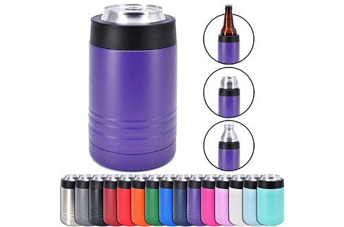 Clear Water Home Goods 4-in-1 Stainless Steel 12 oz Double Wall Vacuum Insulated Can or Bottle Cooler Keeps Beverage Cold for Hours 